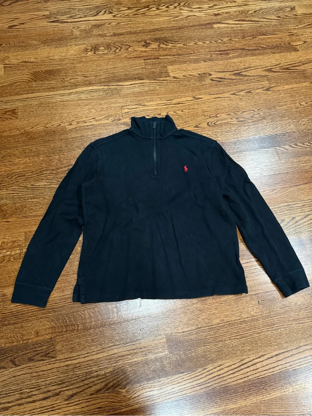 Ralph Lauren Black Half-Zip Sweater with Red Pony